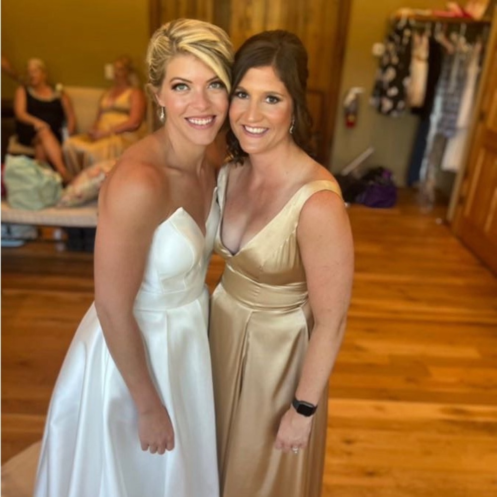 Gold, Satin Bridesmaid Dress Size 8